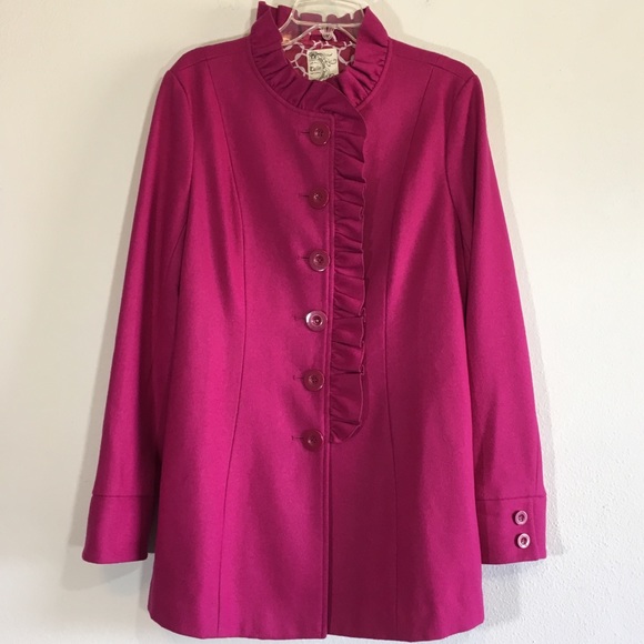 Tulle Jackets & Blazers - Tulle Coat Ruffle Jacket Pink Peacoat Trench Wool